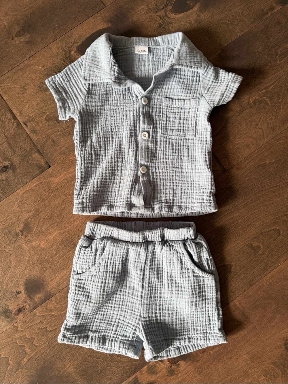 Light Blue Gauze Shirt & Short Set